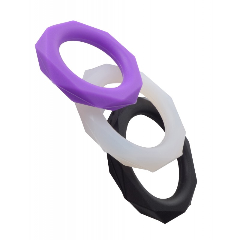 Lot de 3 cockrings en silicone C-Ringz Stamina