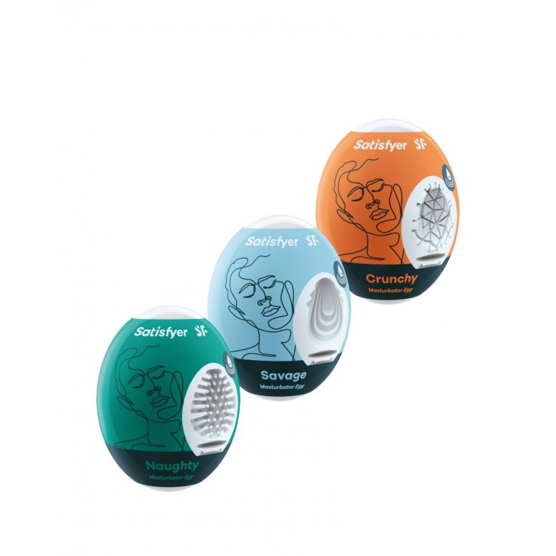 Satisfyer - Ensemble d'oeufs de masturbateur (3 pièces) - Naughty, Savage, Crunchy