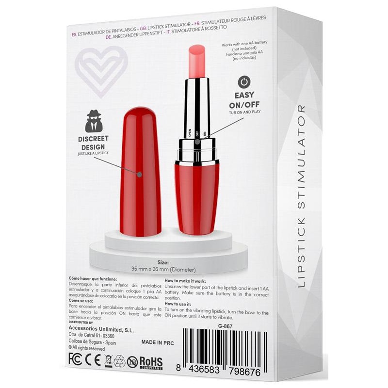 Stimulateur de clitoris Viblips 9.5 x 2.5cm Rouge