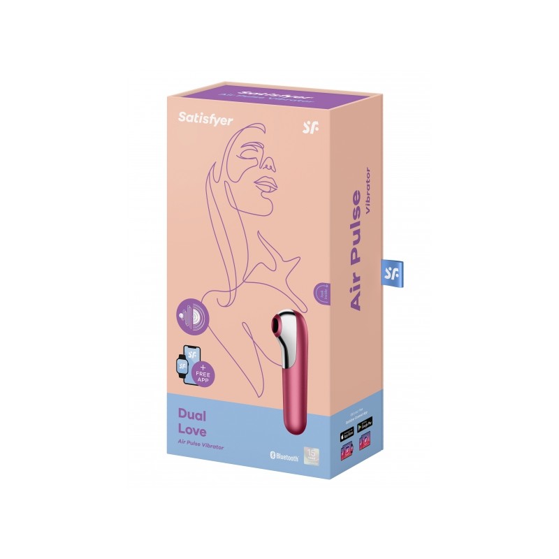 Stimulateur Connecté de clitoris + Vibromasseur Dual Love Rouge - SATISFYER