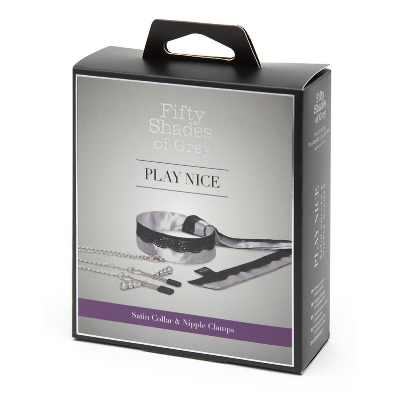 50 Nuances de Grey - Collier et pinces à tétons en satin et dentelle
