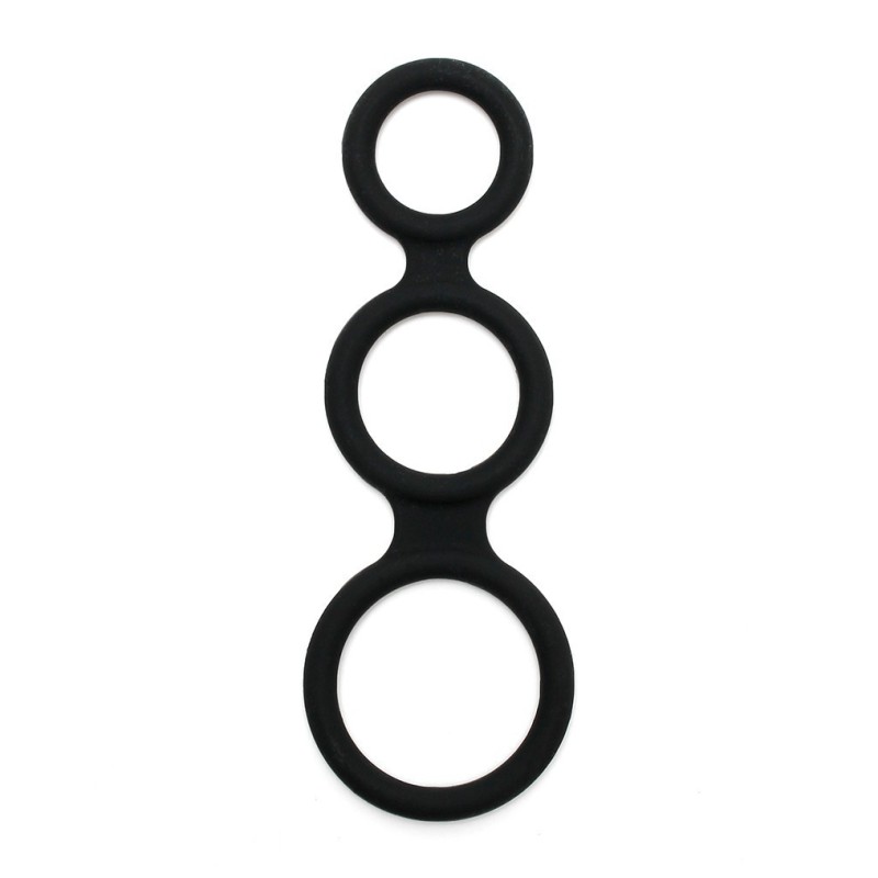 Rimba Latex Play - Triple Cock Ring - Noir