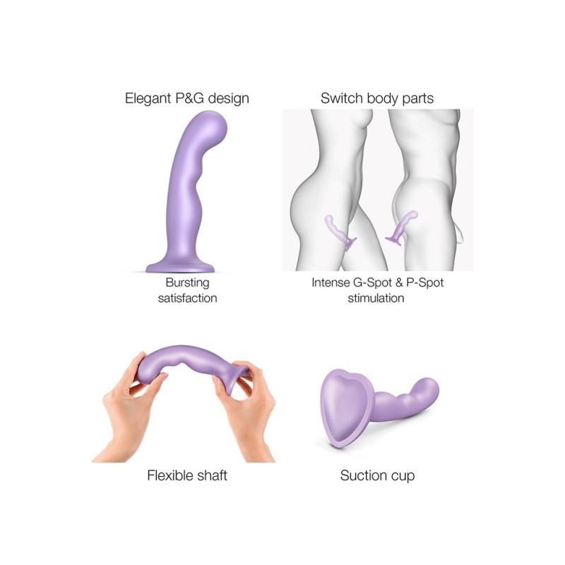 Dildo & Plug P&G - Lilas Métallisé - 16,5 x 4 cm - Strap On Me